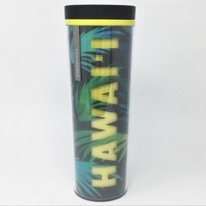 Starbucks HAWAII Green & Blue Palms Plastic Travel Tumbler (16oz) - Rare, 2013
